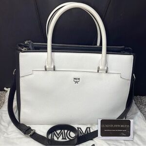 MCM Black and White Satchel